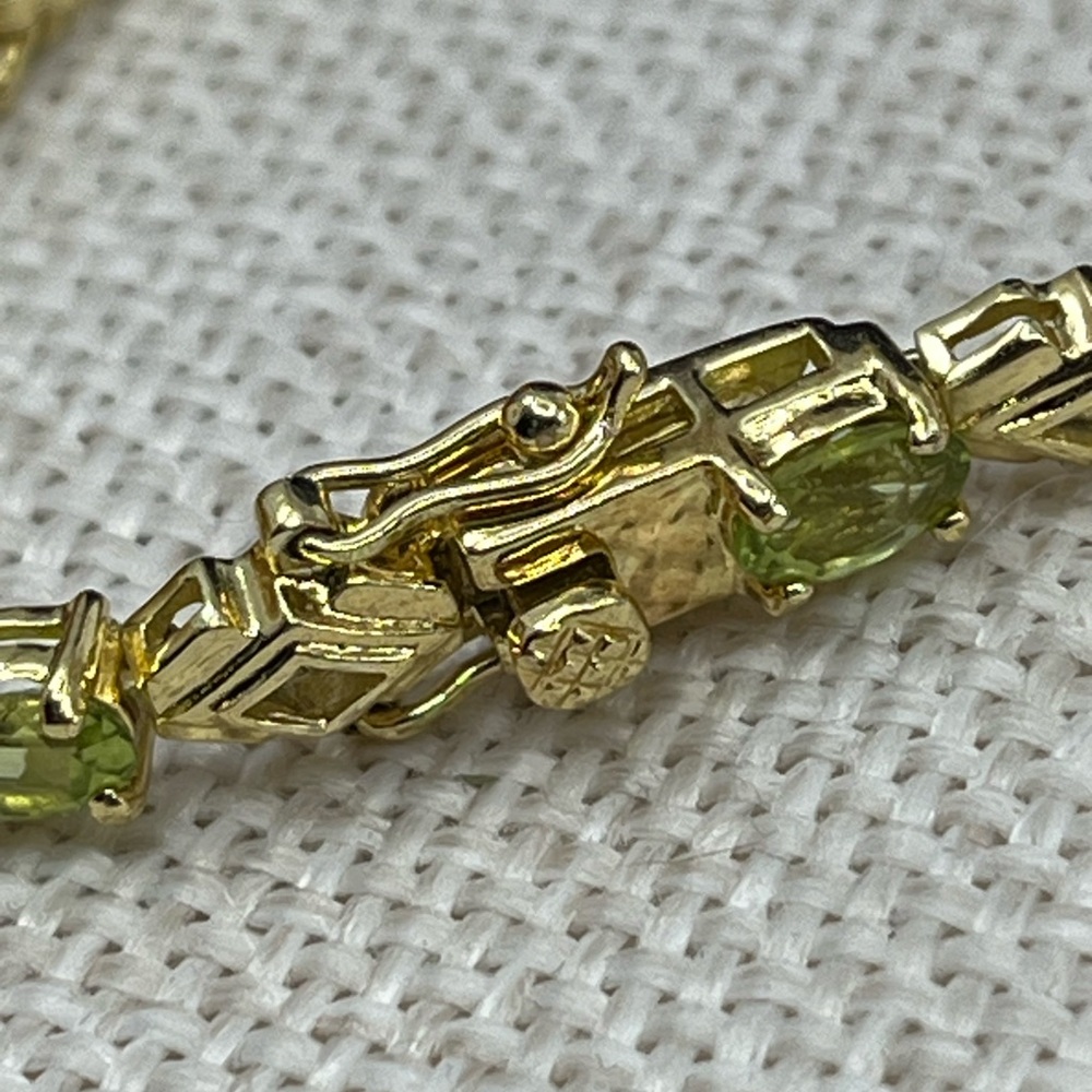 Vintage JJT Gold Vermeil 925 Sterling Genuine Peridot Link Bracelet 7.25" - Picture 7 of 17